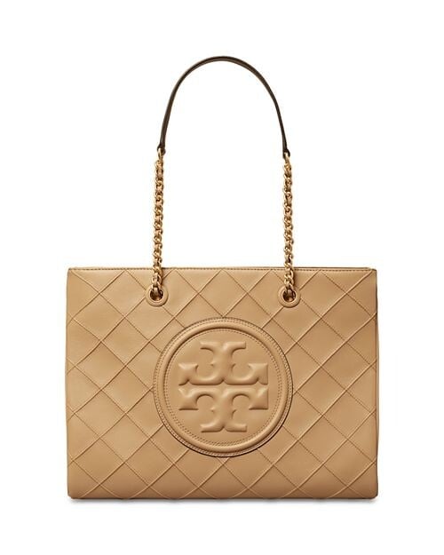 

Мягкая сумка-тоут Fleming с цепочкой Tory Burch, цвет Tan/Beige