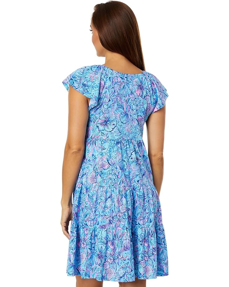 

Платье Lilly Pulitzer Kawai Flutter Sleeve Dress, цвет Breakwater Blue Shells and Bells