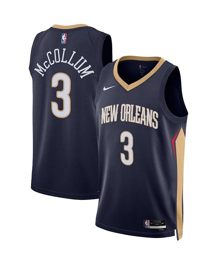 

Мужская и женская футболка CJ McCollum Navy New Orleans Pelicans Swingman — Icon Edition Nike, синий