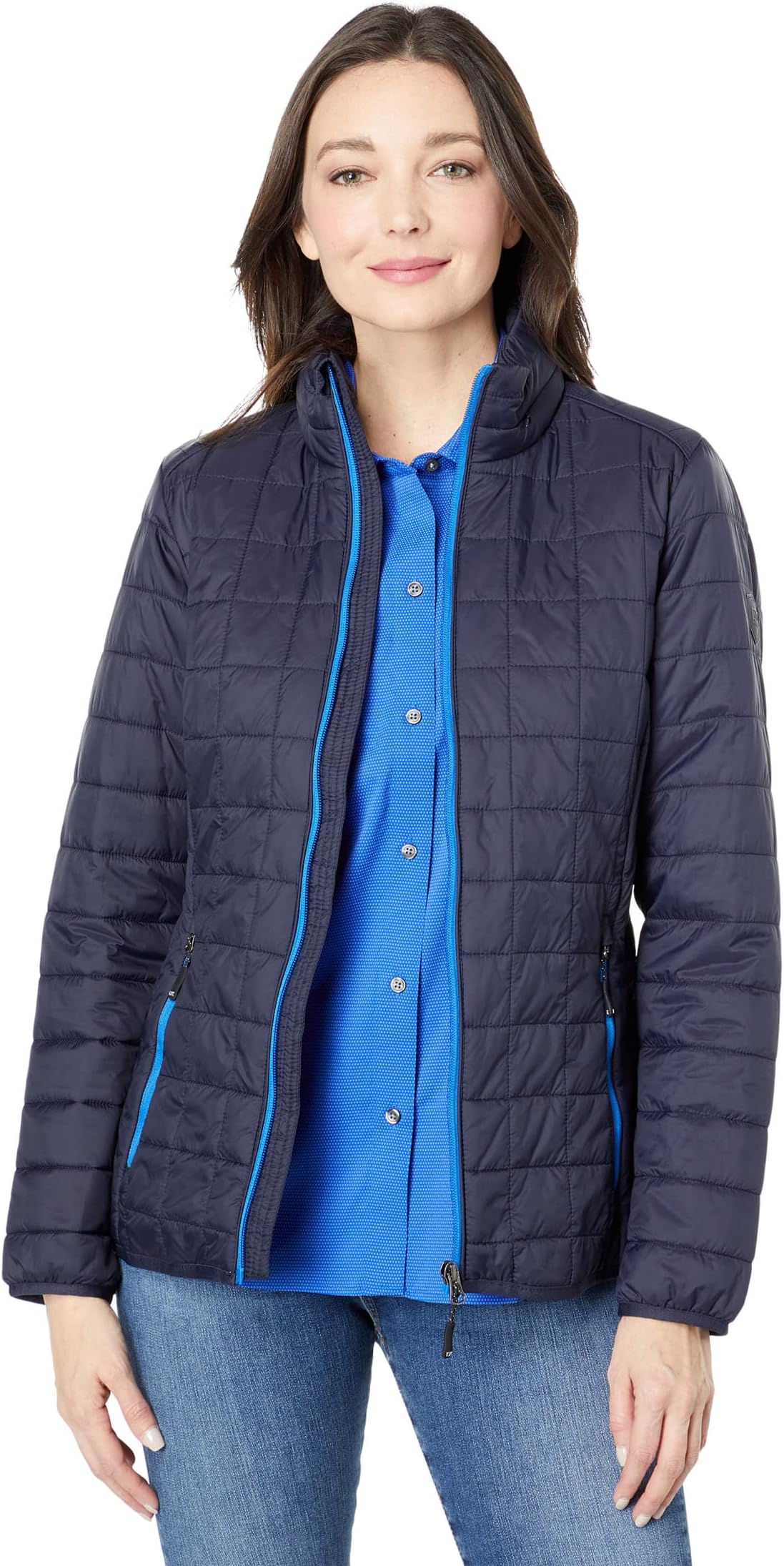 Куртка Rainier Primaloft Eco с полной молнией Cutter & Buck, темно-синий женская утепленная куртка пуховик rainier primaloft с полной молнией cutter