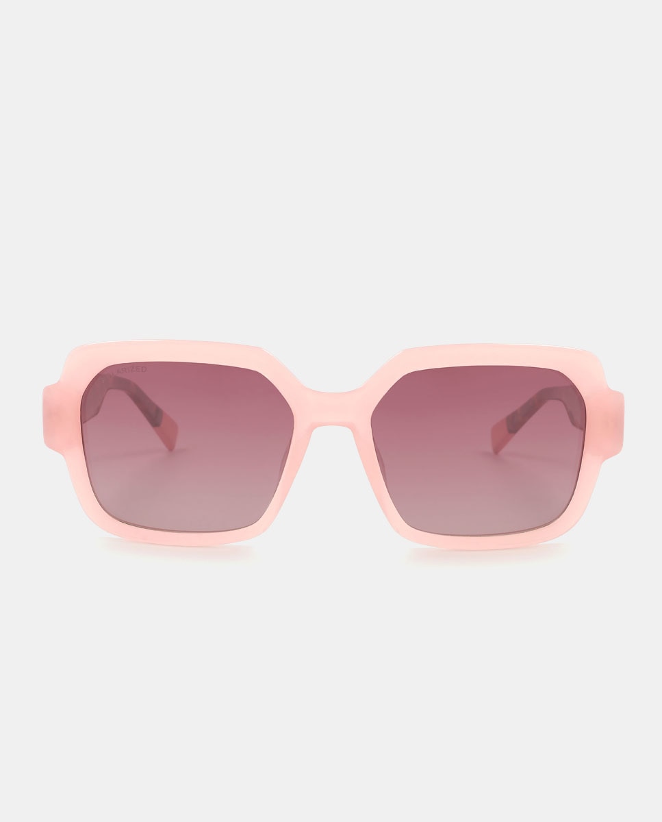 цена Женские солнцезащитные очки в светло-розовой квадратной оправе с дужками цвета гавана Mr. Wonderful, розовый