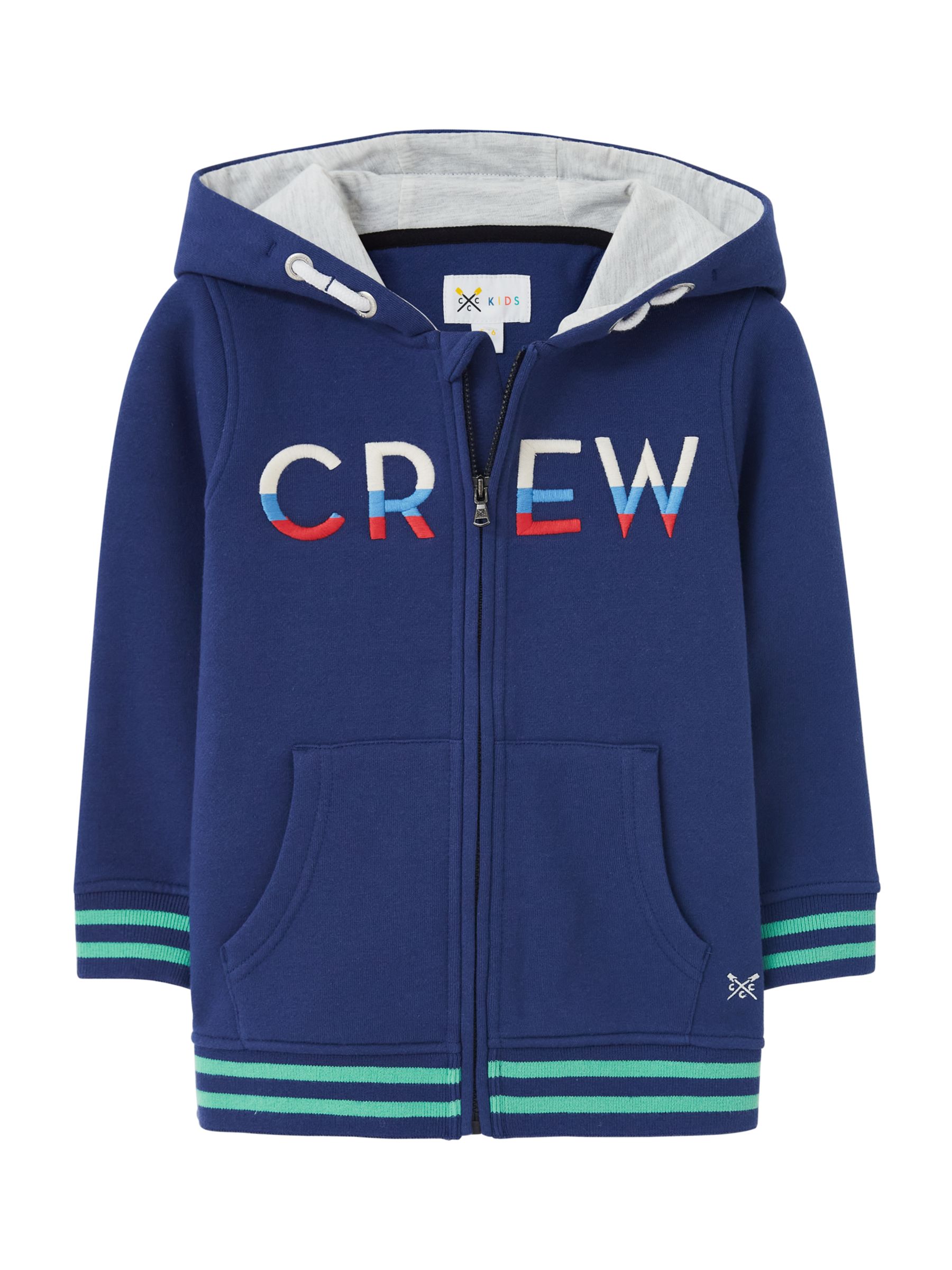 Детская толстовка на молнии с логотипом Crew Clothing, темно-синий