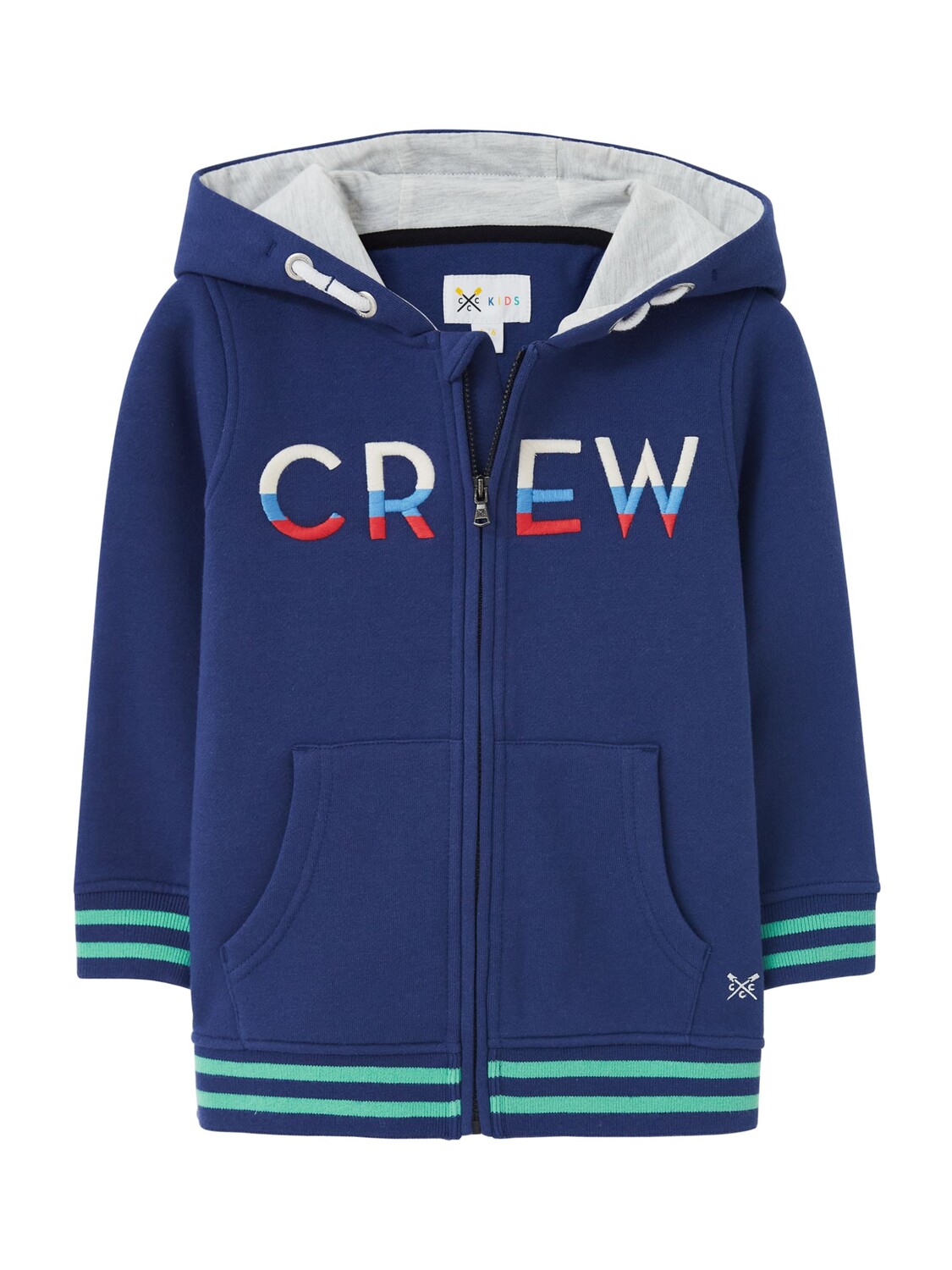 

Детская толстовка на молнии с логотипом Crew Clothing, темно-синий