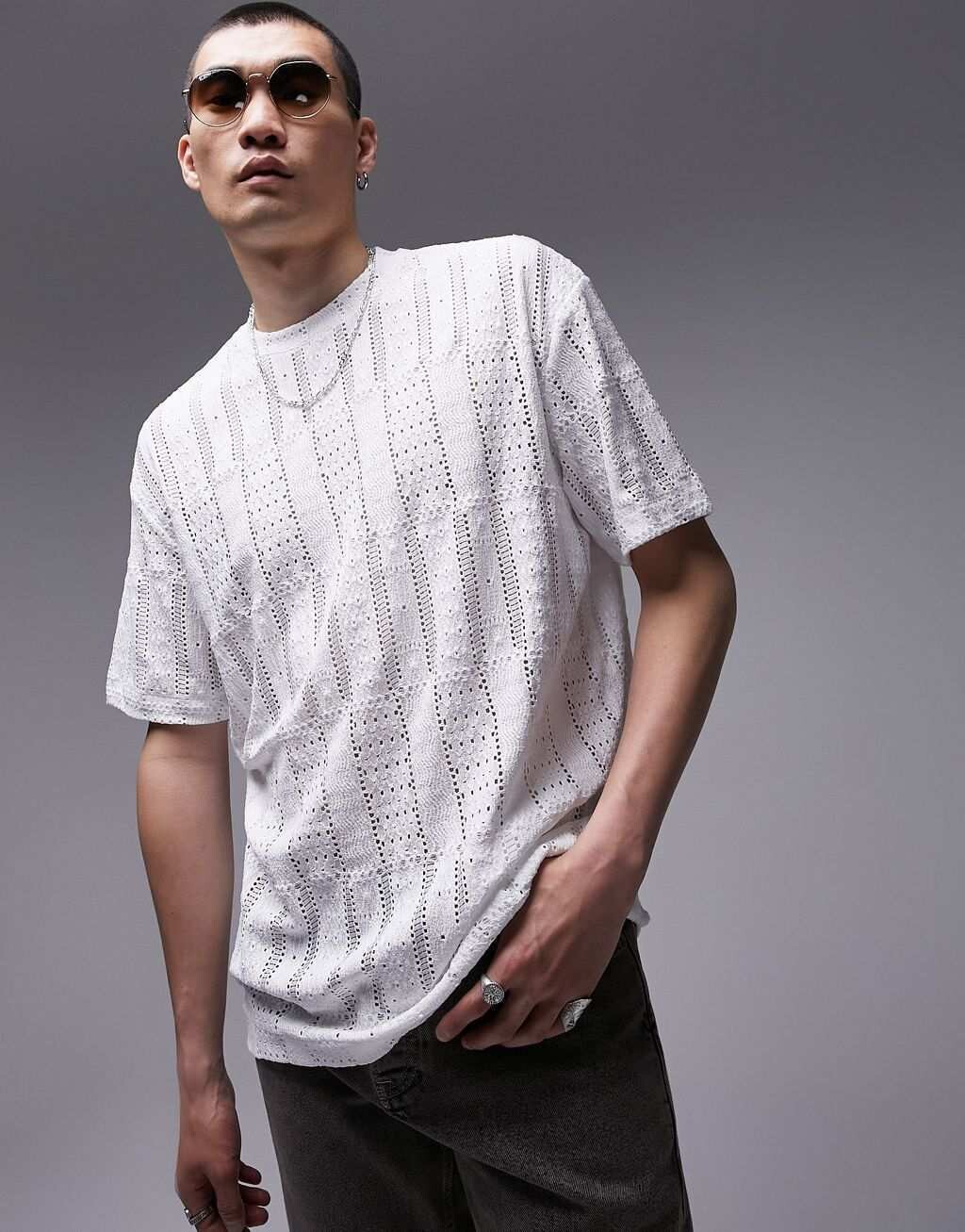 

Белая объемная футболка Topman Festival, связанная крючком, Белый
