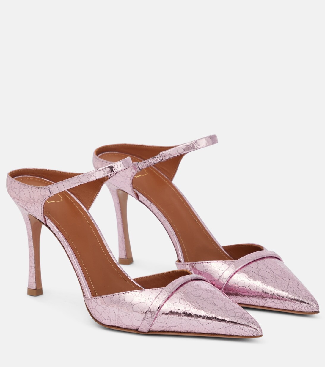 

Мюли Uma 90 из кожи с эффектом крокодила Malone Souliers, розовый