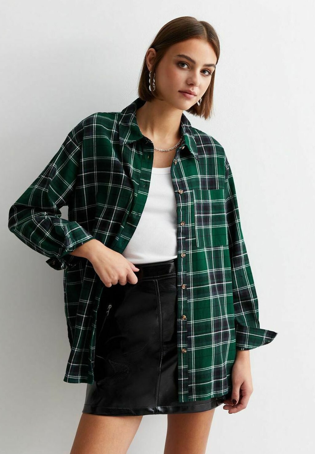 

Рубашка Check Print Pocket Front New Look, цвет green pattern