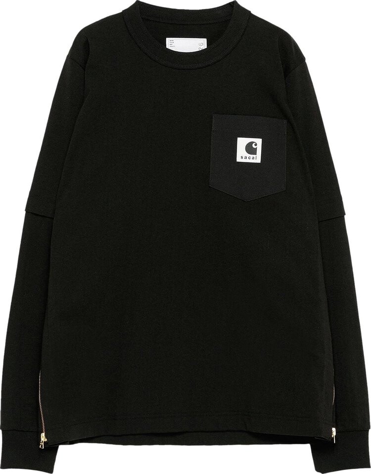 

Футболка Sacai x Carhartt WIP Long-Sleeve 'Black', черный