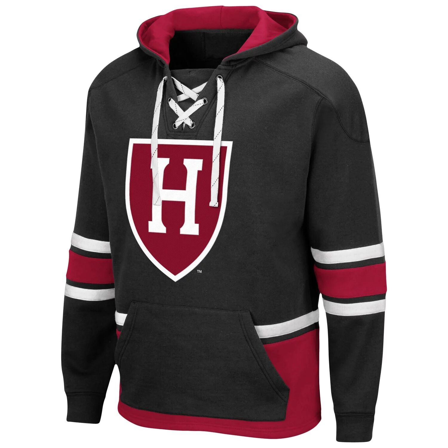 

Мужской черный пуловер Harvard Crimson Hockey 3.0 с капюшоном Colosseum