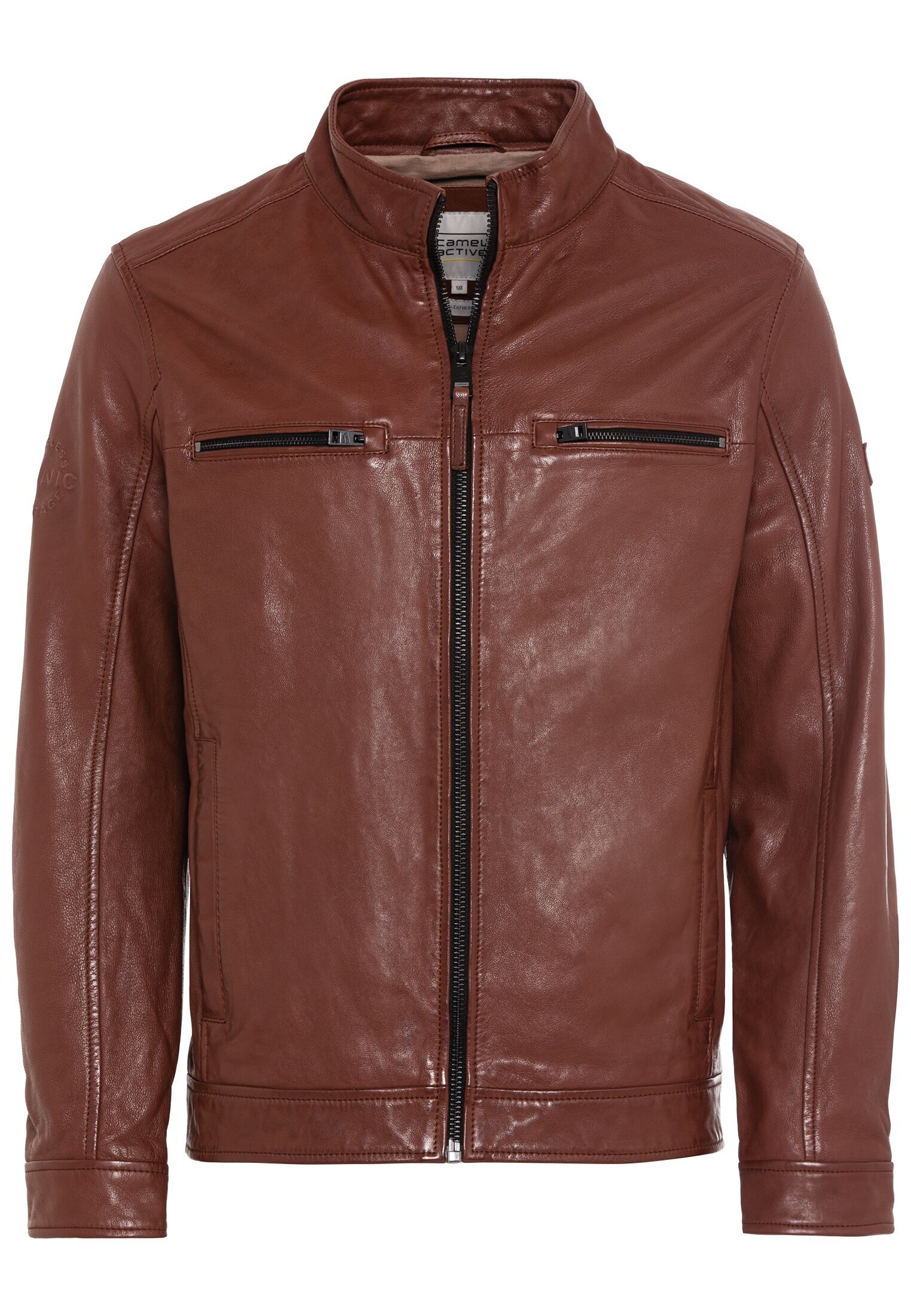 

Кожаная куртка Camel Active Leder Blouson mit Stehkragen, цвет Braun Rot