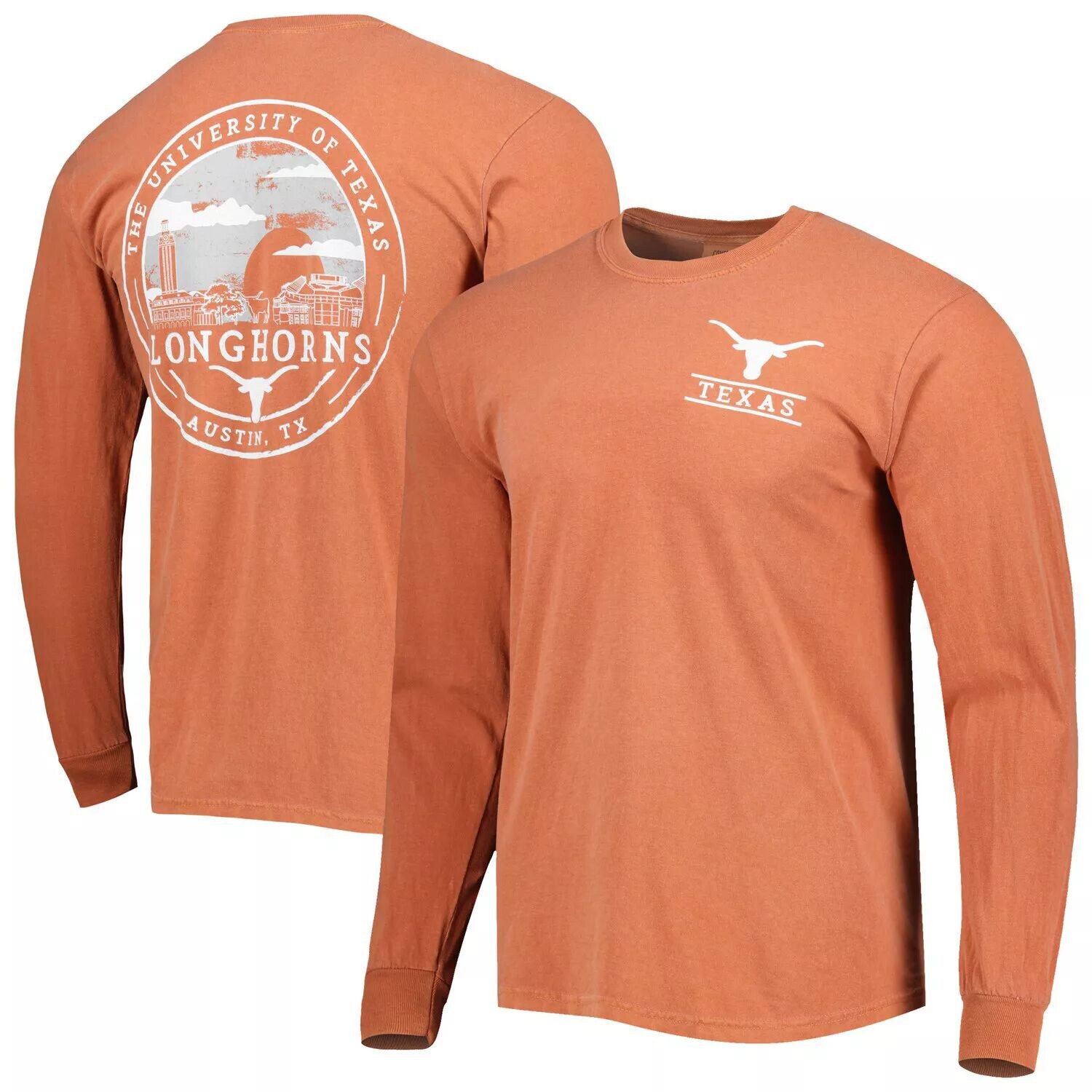

Мужская футболка Texas Orange с длинным рукавом Texas Longhorns Circle Campus Scene