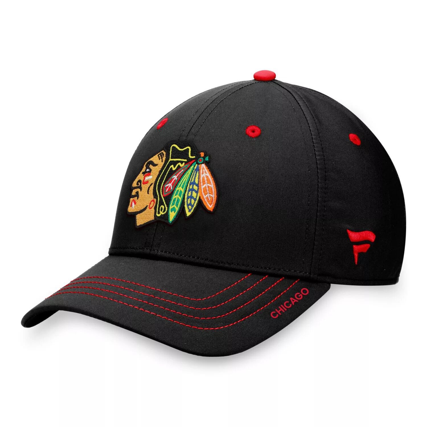 

Черная мужская фирменная бейсболка Chicago Blackhawks Authentic Pro Rink Flex Hat Fanatics