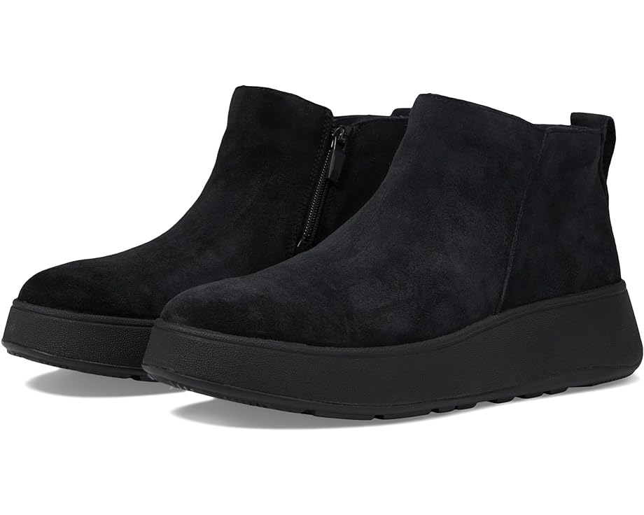 Ботинки FitFlop F-Mode Suede Flatform Zip Ankle Boots, цвет All Black цена и фото
