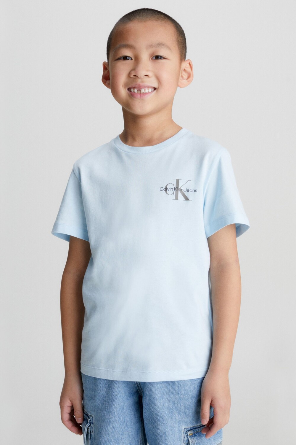 

Синяя футболка с детской монограммой Calvin Klein Jeans, синий