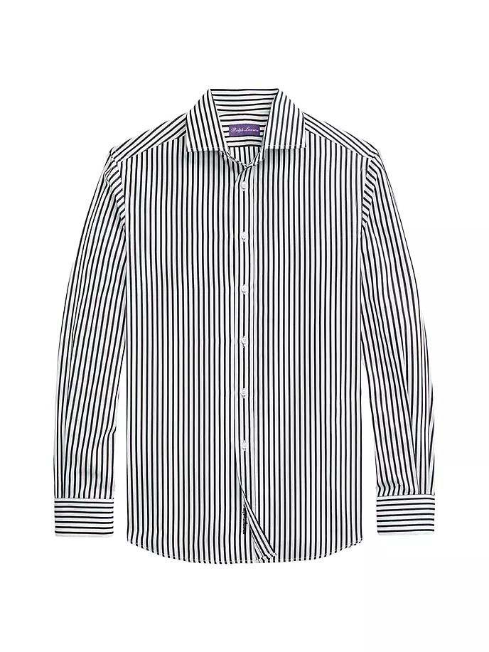 

Полосатая хлопковая спортивная рубашка с длинными рукавами Ralph Lauren Purple Label, белый
