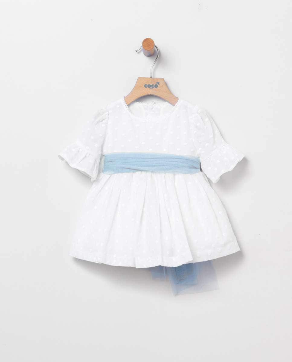 цена Белое платье для девочки с тюлевым поясом Coco Acqua, белый