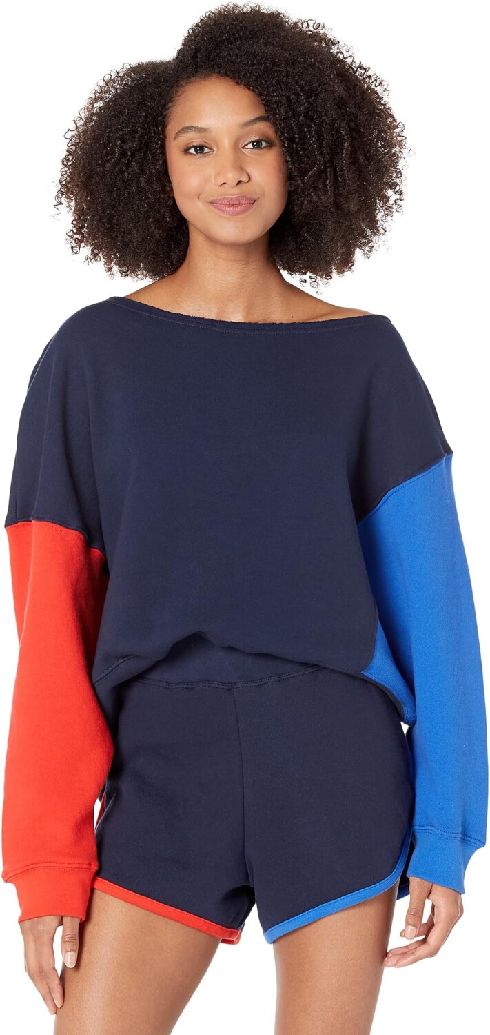 

Толстовка SUNDRY Color-Block One Shoulder, темно-синий