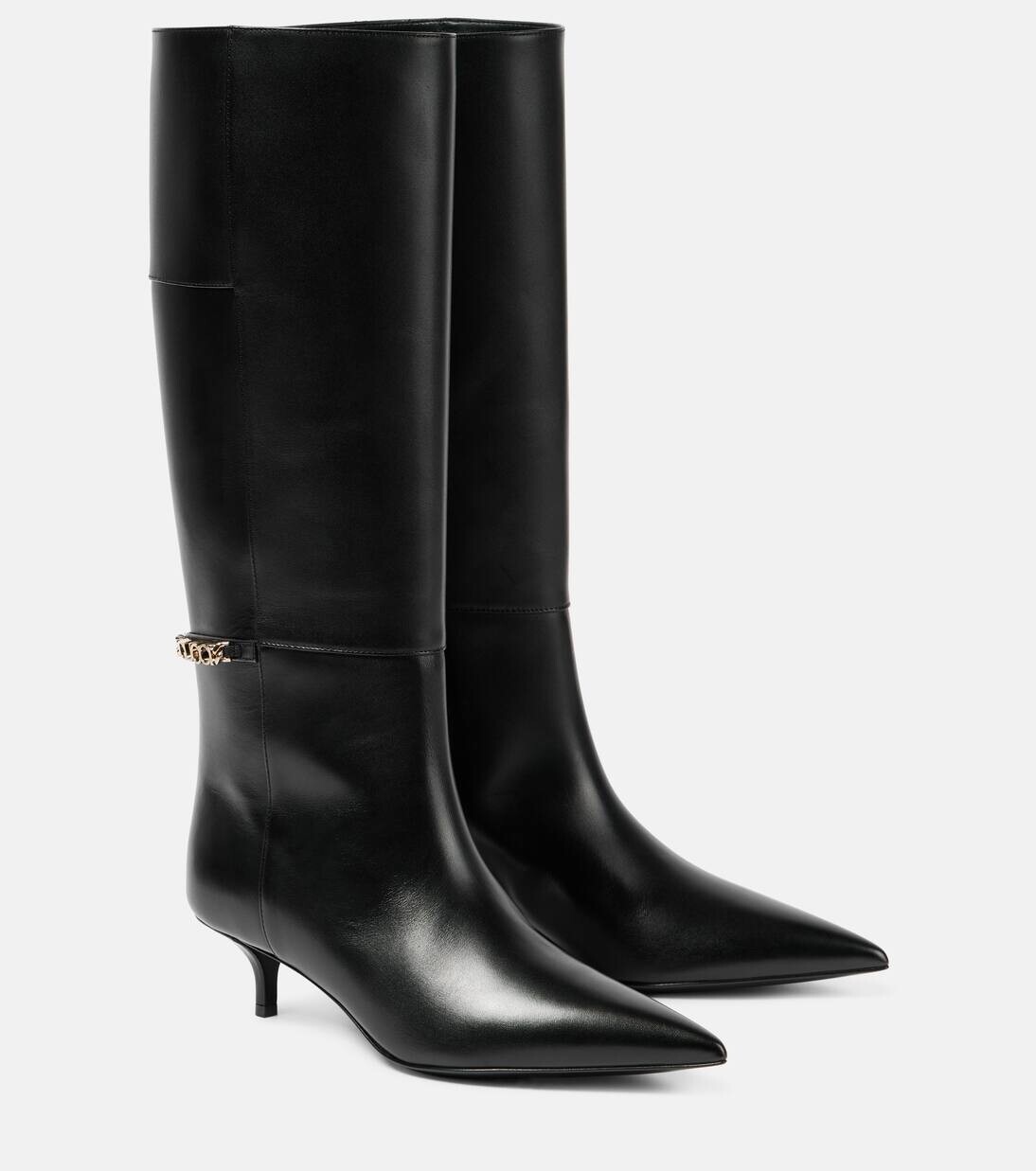 

Сапоги до колена из кожи Gucci Signoria Gucci, черный