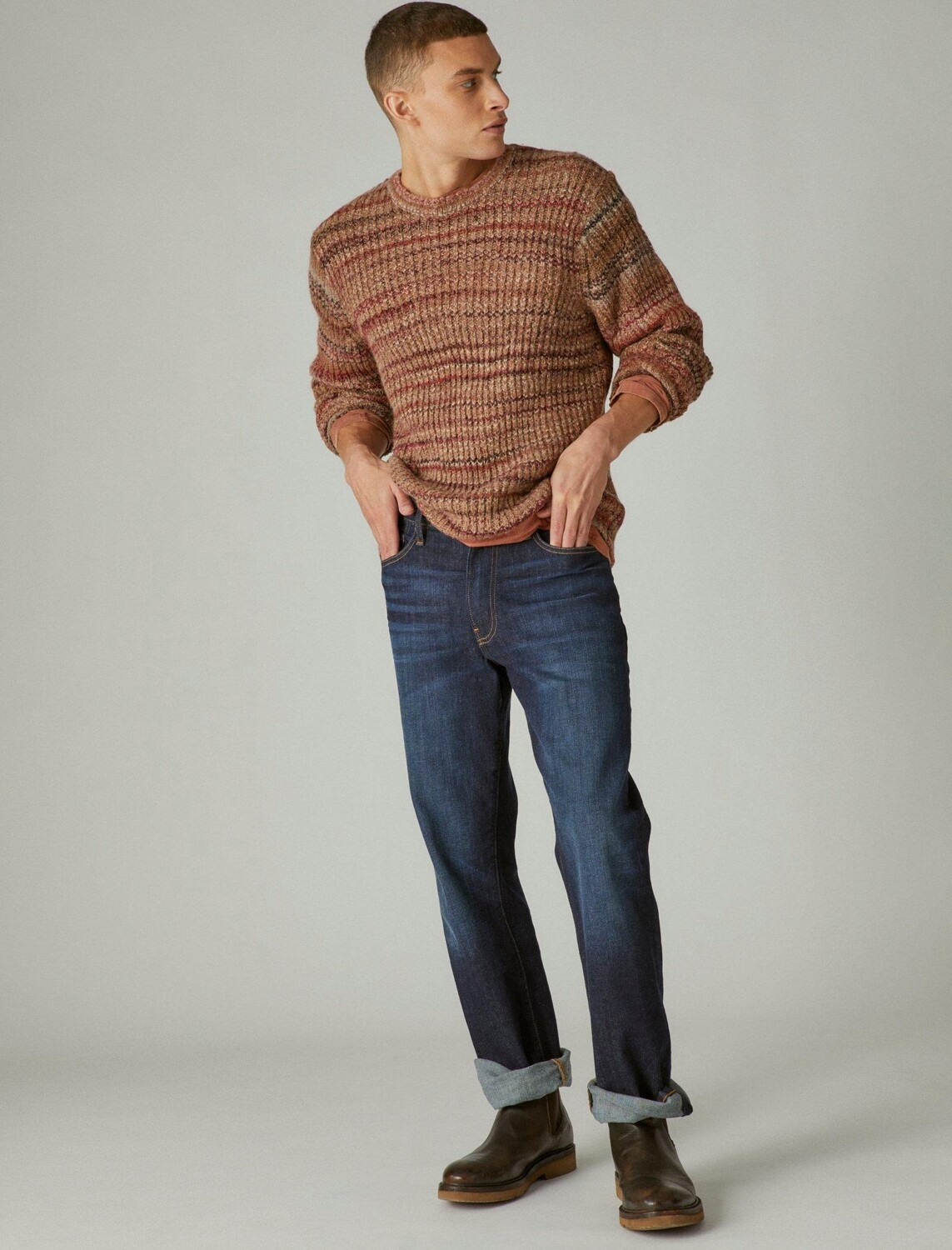

Мужской свитер с круглым вырезом Lucky Brand Spacedye, цвет Medium Brown