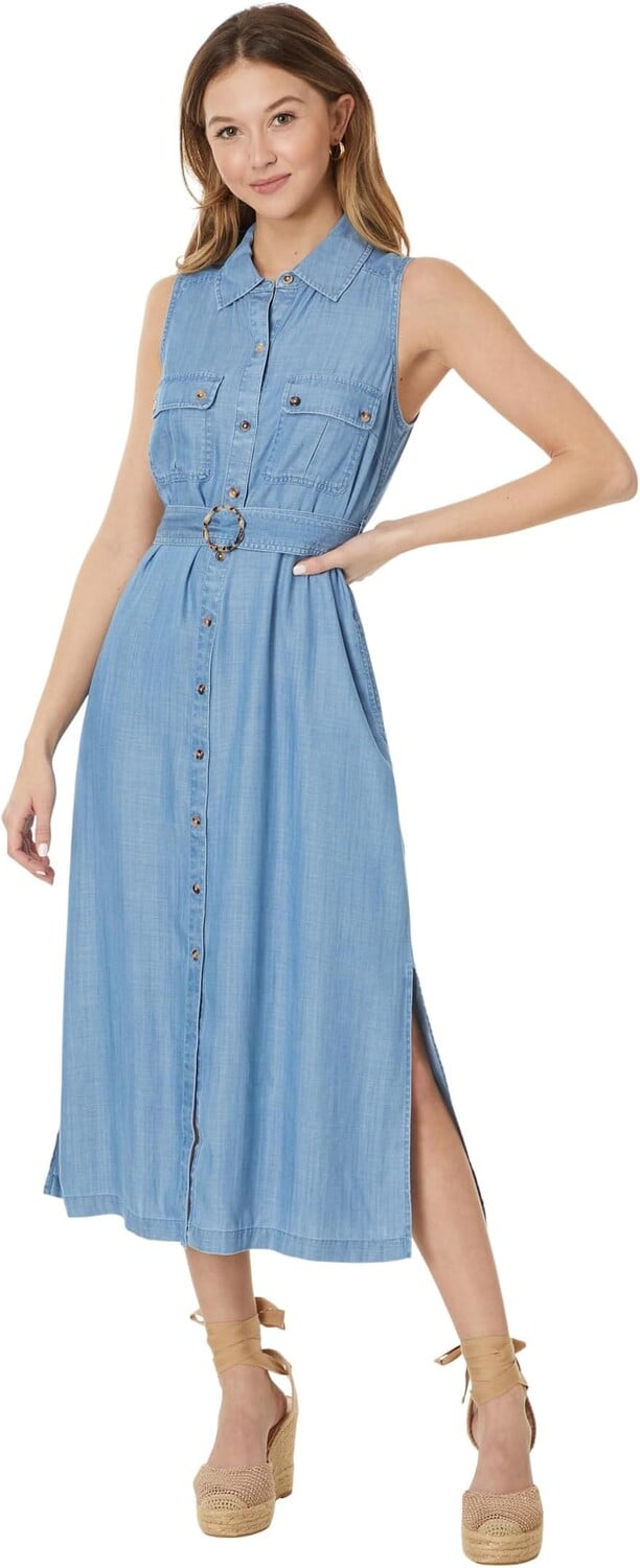 

Платье Tommy Bahama Chambray SL Safari Dress, цвет Med Indigo Wash