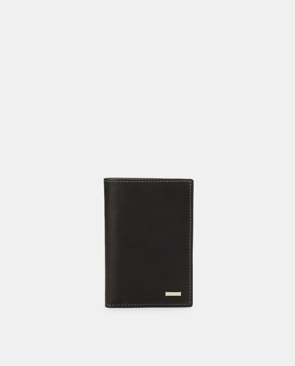 черный кожаный кошелек на семь карт pielnoble черный Черный кожаный кошелек с десятью отделениями для карт Pielnoble, черный