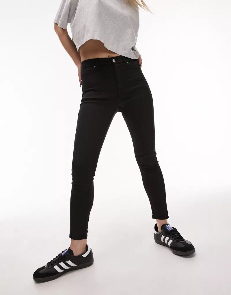 

Черные джинсы с покрытием Topshop Jamie