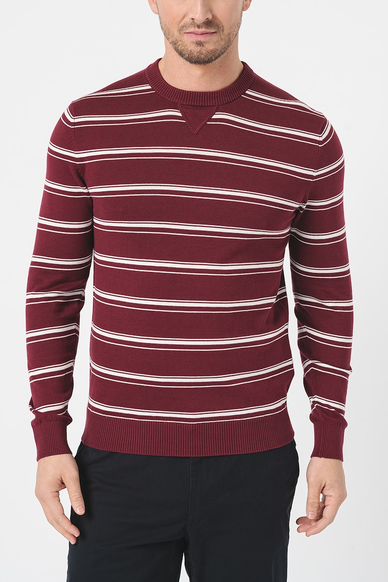 Полосатый свитер с овальным вырезом Esprit, бургундия свитер с овальным вырезом koton бургундия