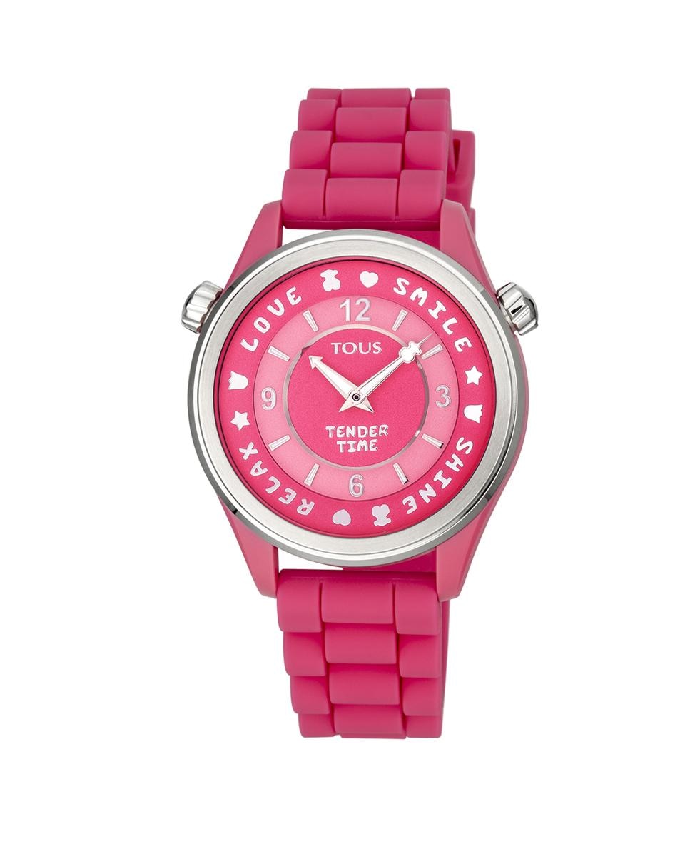 Женские часы Tender Time из стали с розовым силиконовым ремешком Tous, оранжевый аналоговые женские часы dai с розовым кожаным ремешком kaos tous розовый