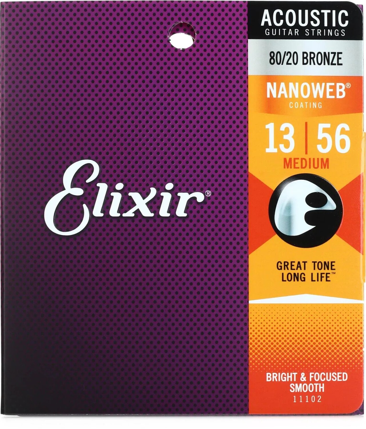 

Elixir Strings 11102 Nanoweb 80/20 Струны для акустической гитары — .013-.056, средние