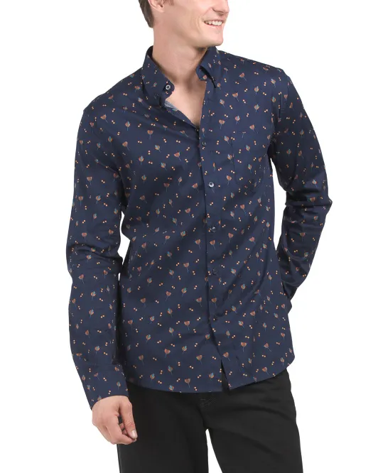 

Рубашка с длинным рукавом и цветочным принтом Ben Sherman, темно-синий