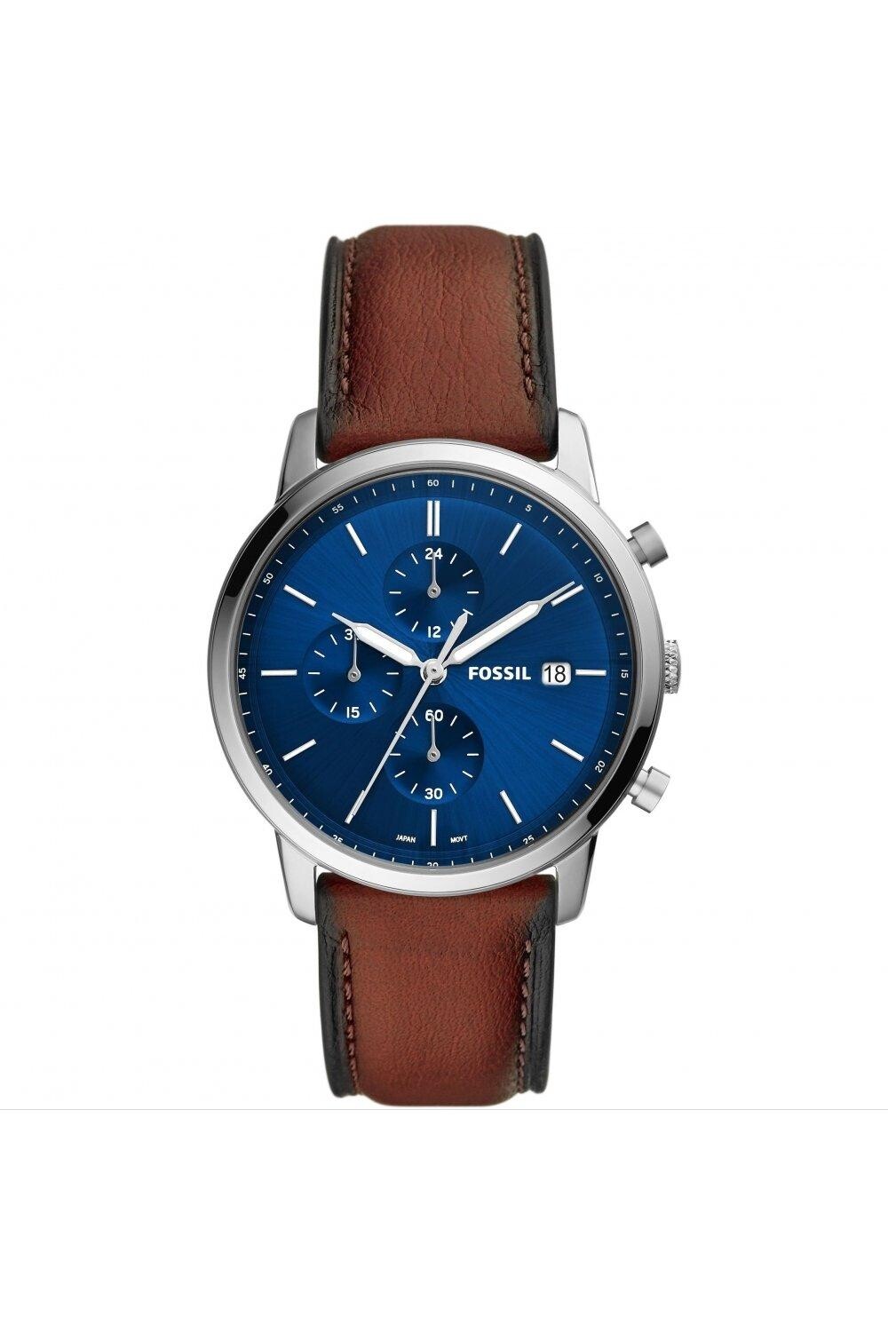 

Минималистичные модные аналоговые часы Chrono из нержавеющей стали — Fs5850 Fossil, синий