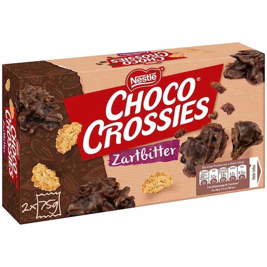 

Nestle Choco Crossies Dark уникальное хрустящее удовольствие 150г Nestlé