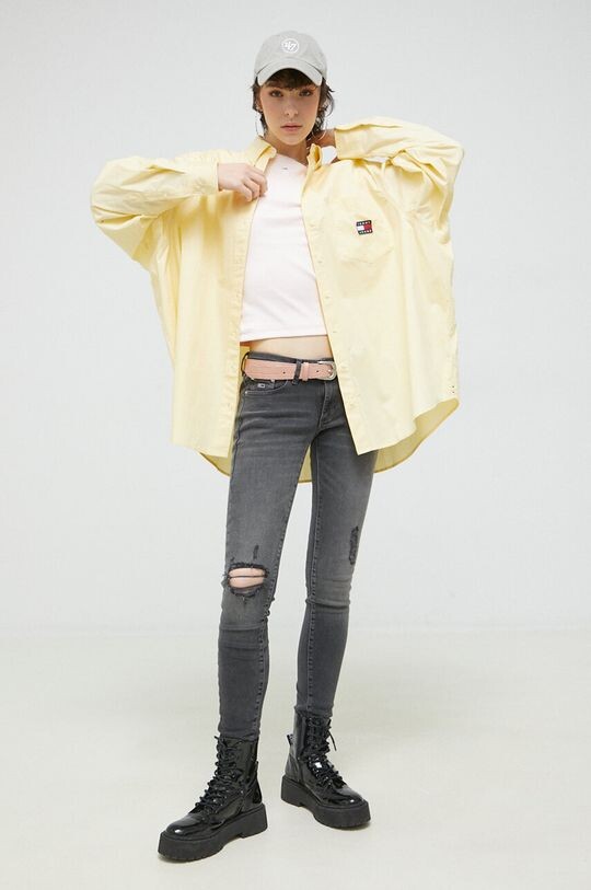 

Хлопковая рубашка Tommy Jeans, желтый