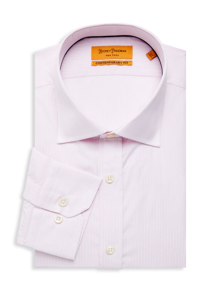 Полосатая классическая рубашка современного кроя Hickey Freeman, розовый hickey cathriona forest