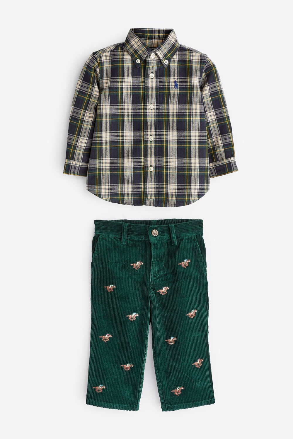 

Клетчатая рубашка и вельветовые брюки Polo Ralph Lauren, синий