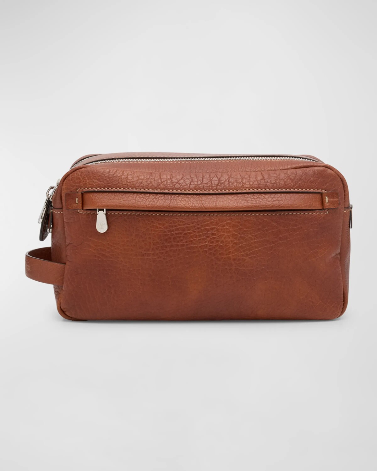 

Мужская кожаная косметичка на молнии Brunello Cucinelli, цвет C6608 Copper
