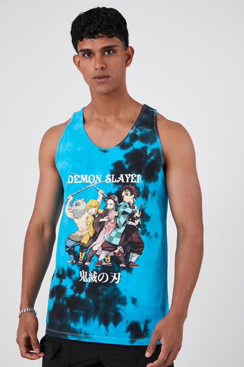 

Майка Tie-Dye Demon Slayer Forever 21, бирюзовый