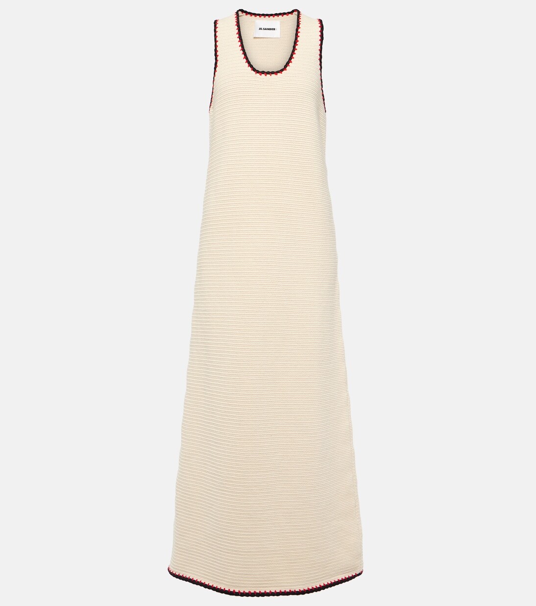 

Трикотажное хлопковое платье макси Jil Sander, бежевый