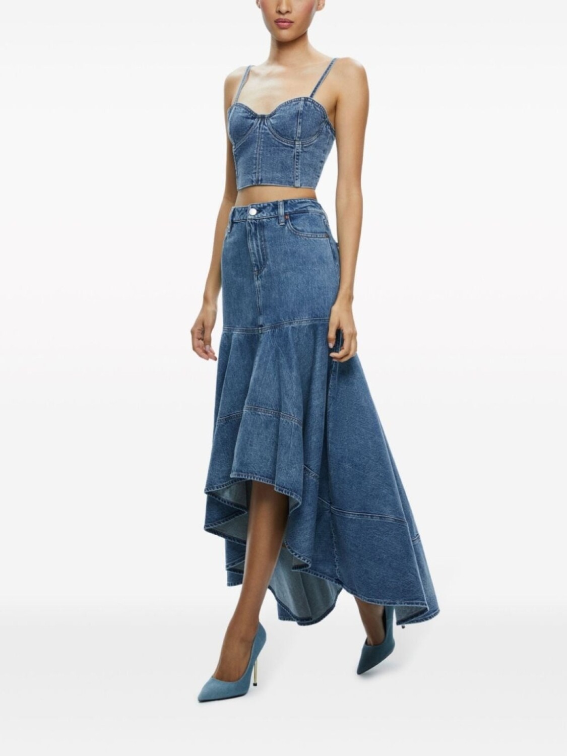 

alice + olivia джинсовая юбка миди Donella, синий