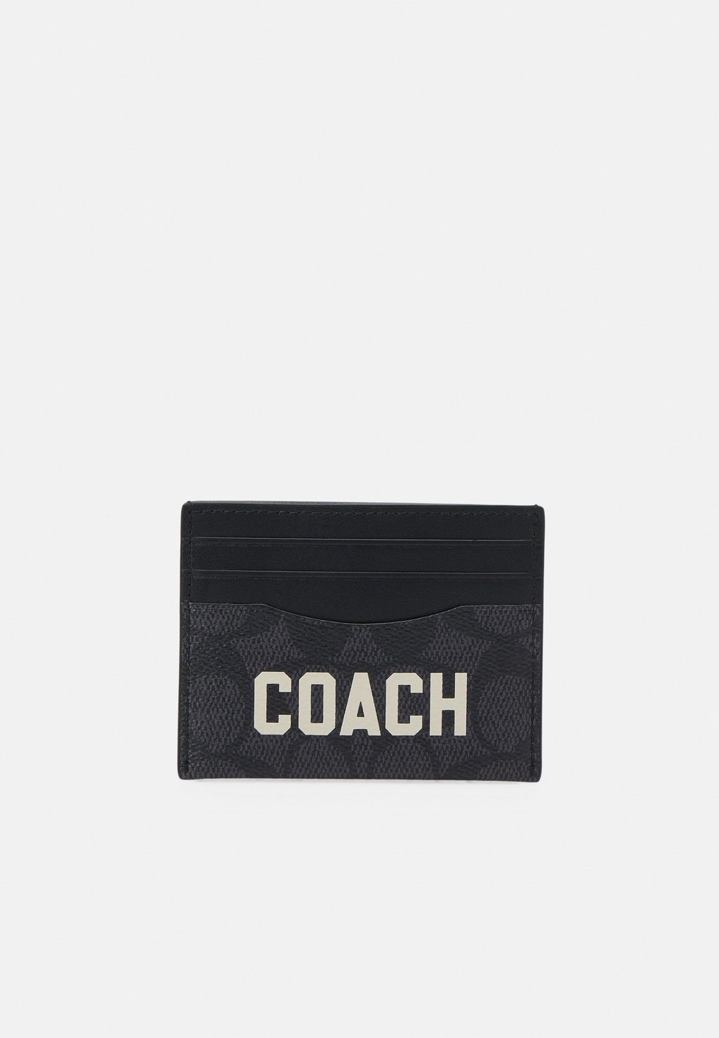 цена Кошелек FLAT CARD CASE IN SIGNATURE WITH GRAPHIC UNISEX Coach, цвет charcoal multi