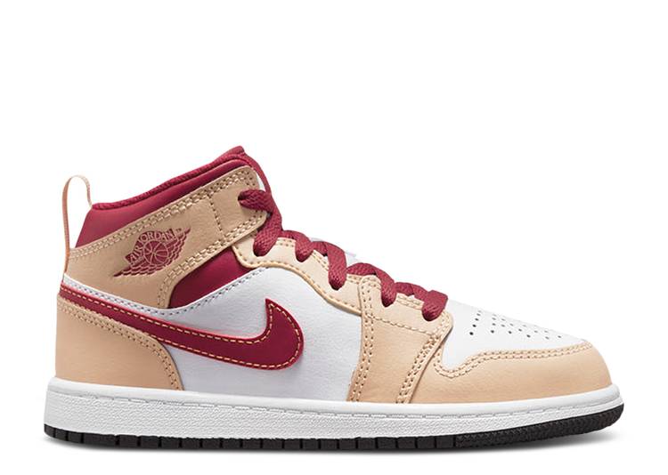 

Кроссовки AIR JORDAN 1 MID PS 'LIGHT CURRY CARDINAL RED', белый