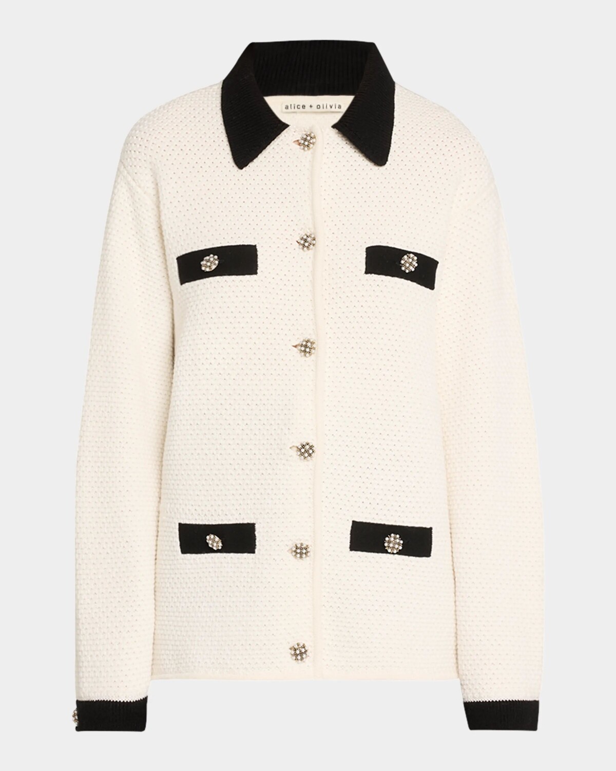 

Свободная куртка-свитер Phoebe Alice + Olivia, цвет Soft Whiteblack