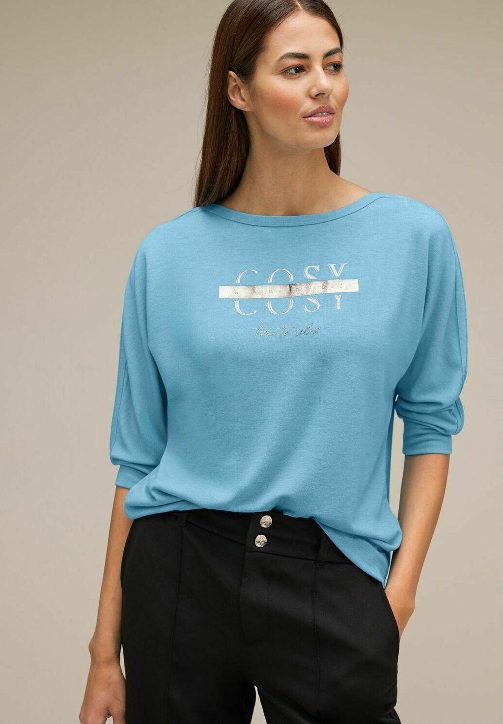 

Рубашка с длинным рукавом MIT SCHIMMER WORDING Street One, цвет blau