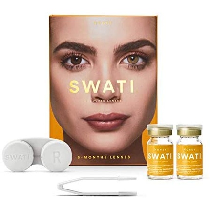 

SWATI Cosmetics Натуральные цветные контактные линзы медовые (ореховые) 0,0 диоптрий, кривая основания 8,7 мм, диаметр 14,20 мм