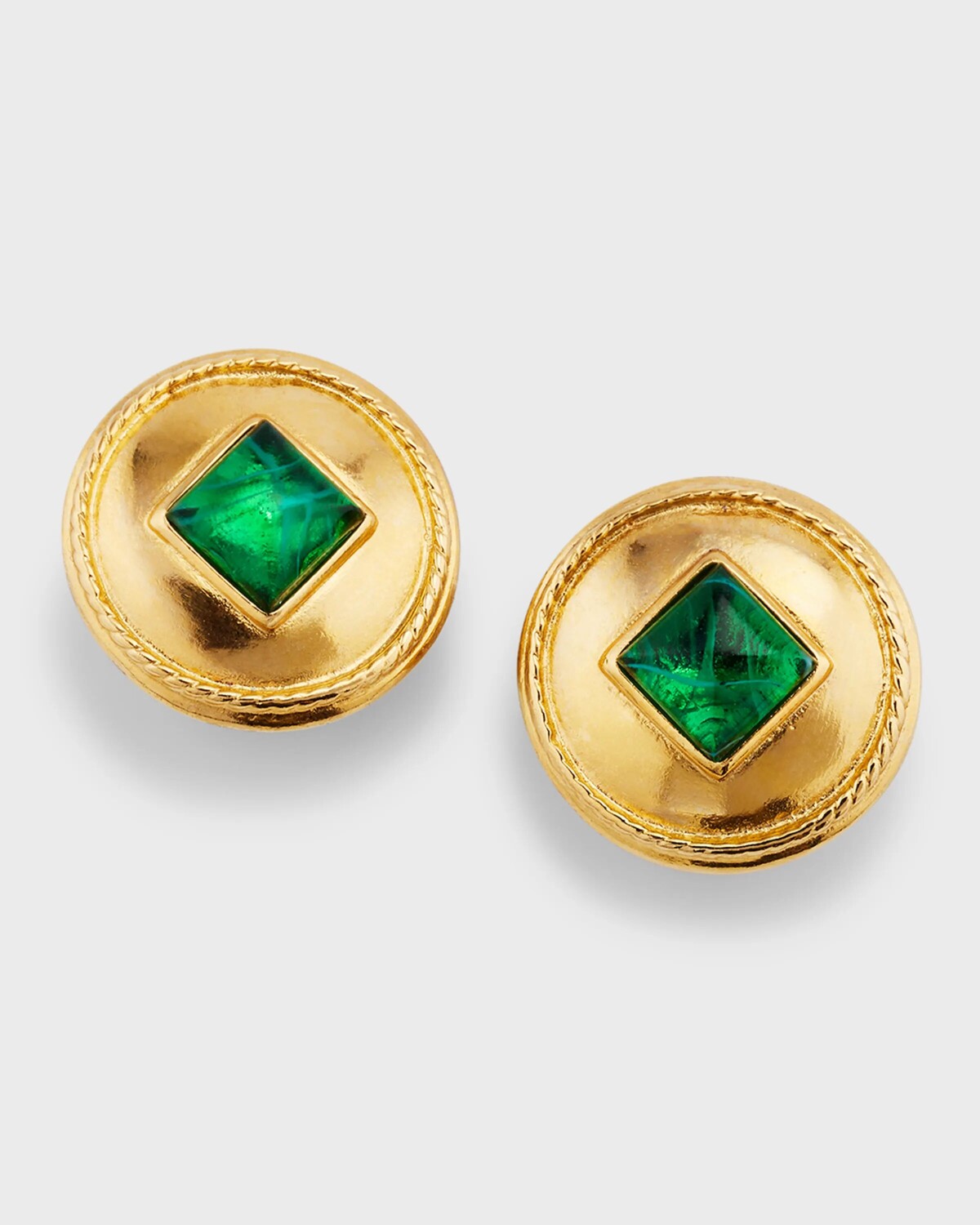 

Серьги-клипсы из 24-каратного золота и изумруда Ben-Amun, цвет Gold