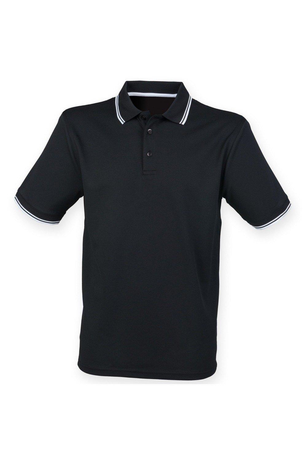 Coolplus Влагоотводящая рубашка поло с короткими рукавами Henbury, черный рубашка поло coolplus из пике henbury черный