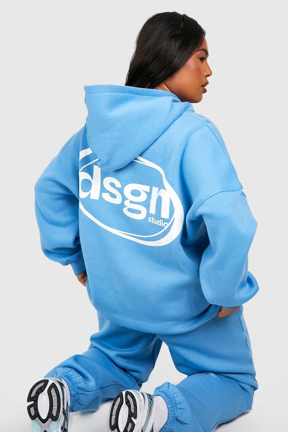 

Худи оверсайз с принтом на спине plus dsgn studio Boohoo, синий