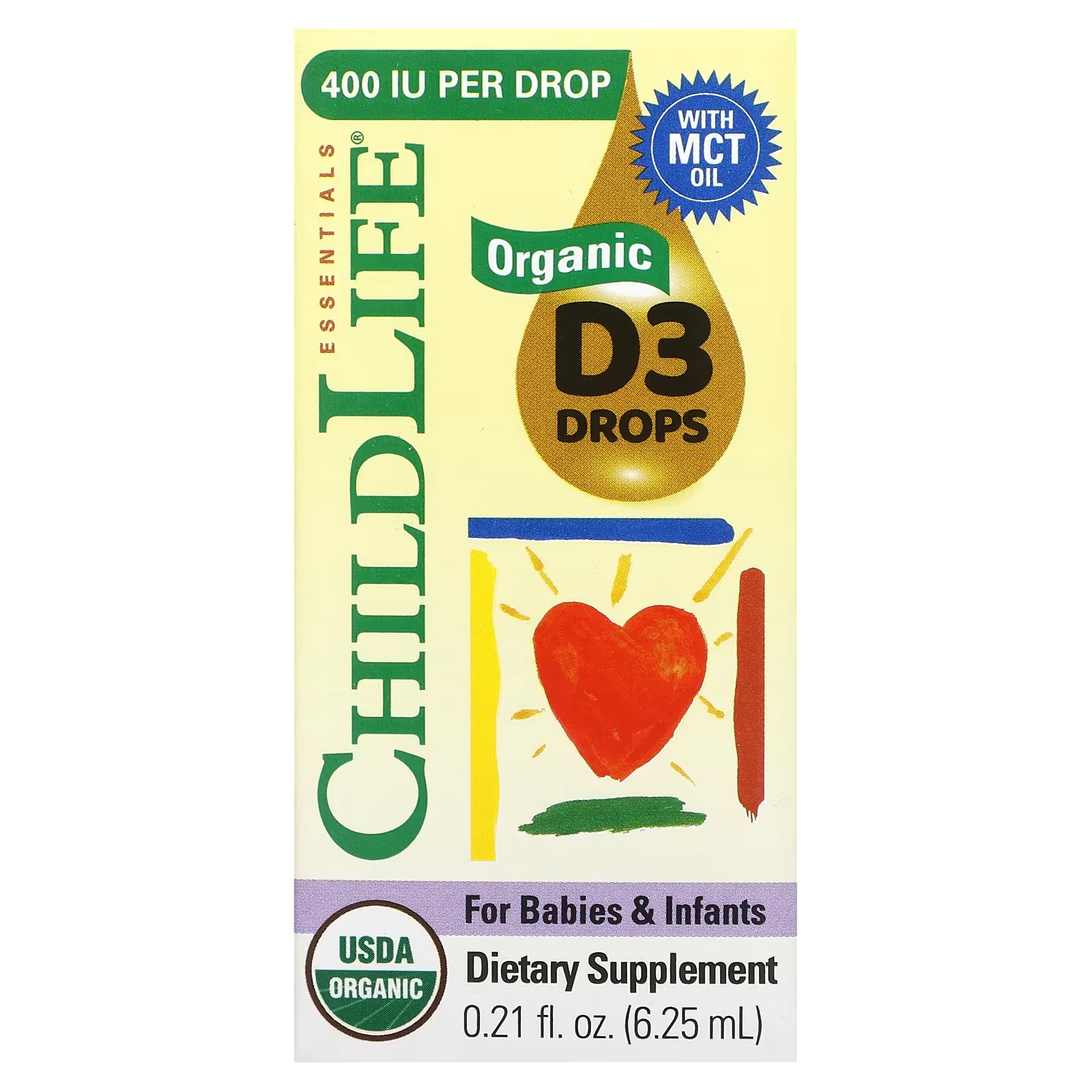 Капли D3 ChildLife Essentials для младенцев, 6,25 мл childlife органический витамин k2 в каплях натуральный ягодный вкус 5 мкг 7 5 мл 0 25 жидк унции