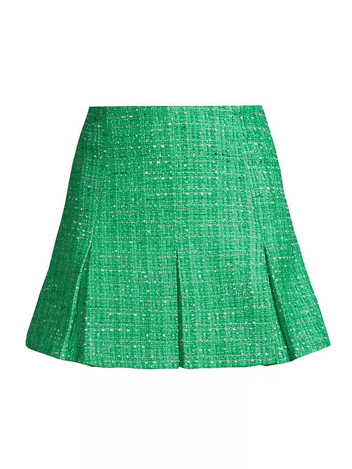 Твидовая мини-юбка Cammi со складками Lilly Pulitzer, цвет kelly green