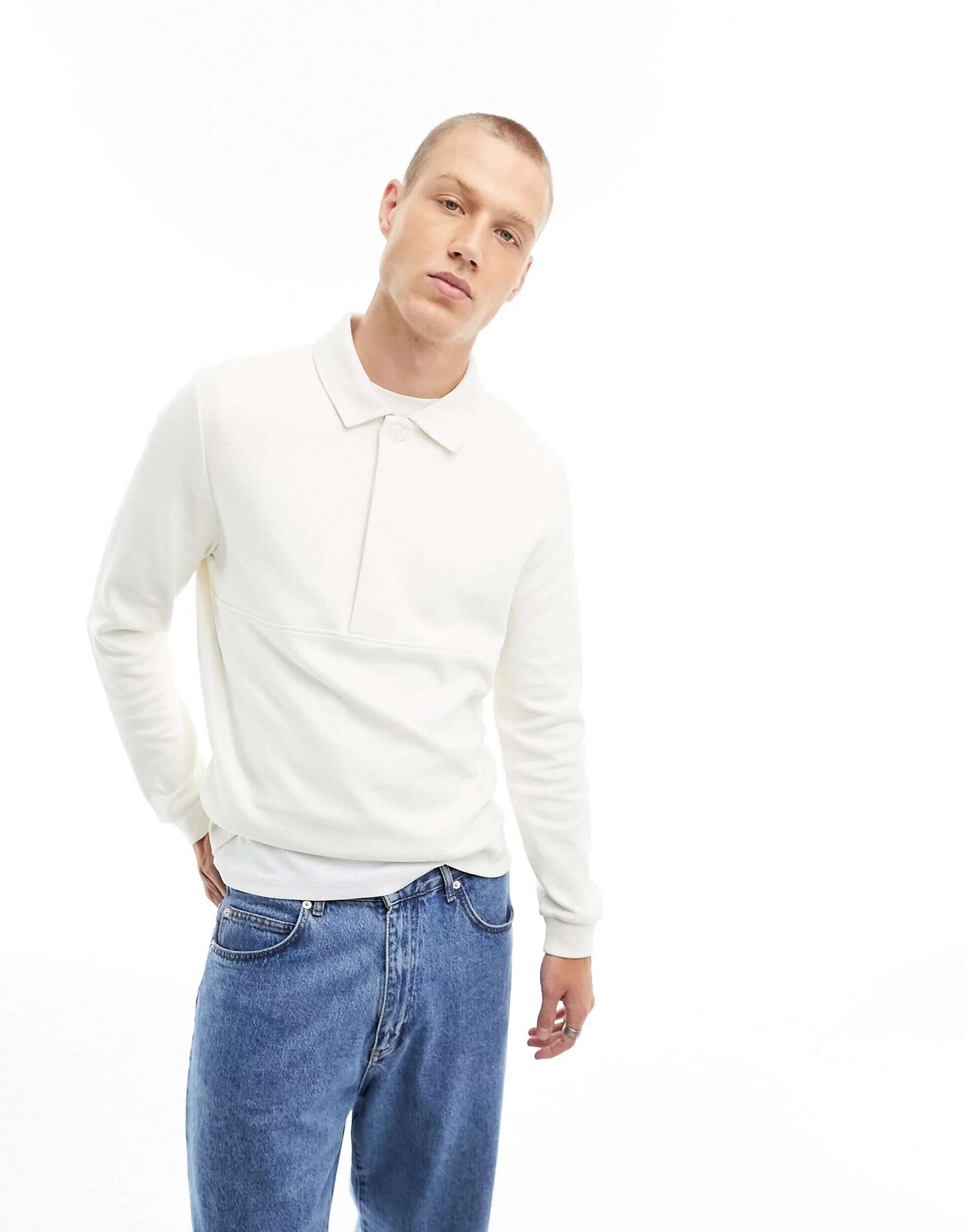

Белая толстовка-поло оверсайз ASOS, Белый