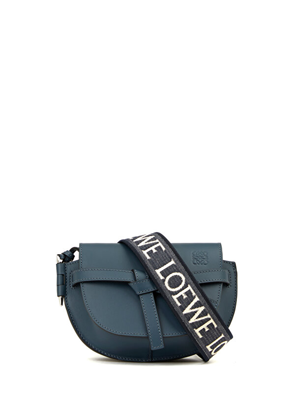 Женская кожаная сумка mini gate dual темно-синего цвета Loewe